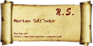 Merten Sándor névjegykártya